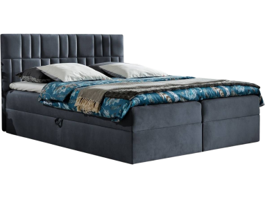 Modne łóżko kontynentalne z możliwością wyboru tkaniny i wysokim wezgłowiem - BEST 3 / Riviera 96