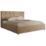 Łóżko tapicerowane LARINO CLASSIC 160x200 - materac piankowy - beżowy, plusz
