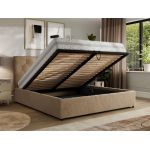 Łóżko tapicerowane LARINO CLASSIC 140x200 - materac pocket - beżowy, plusz