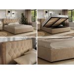 Łóżko tapicerowane LARINO CLASSIC 200x200 - materac pocket - beżowy, plusz