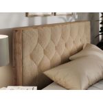 Łóżko tapicerowane LARINO CLASSIC 140x200 - materac multipocket - beżowy, plusz