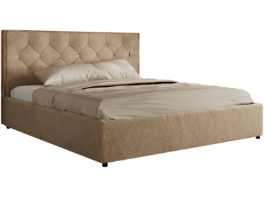 Łóżko tapicerowane LARINO CLASSIC 180x200 - materac multipocket - beżowy, plusz