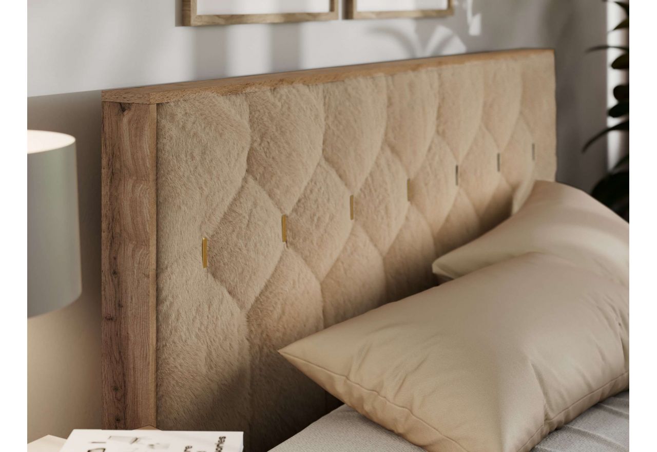 Łóżko tapicerowane LARINO CLASSIC 180x200 - materac multipocket - beżowy, plusz