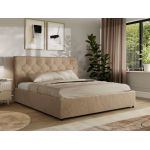 Łóżko tapicerowane LARINO CLASSIC 200x200 - materac multipocket - beżowy, plusz