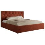 Łóżko tapicerowane LARINO CLASSIC 140x200 - materac piankowy - pomarańczowy, plusz