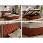 Łóżko tapicerowane LARINO CLASSIC 140x200 - materac pocket - pomarańczowy, plusz