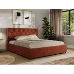 Łóżko tapicerowane LARINO CLASSIC 160x200 - materac multipocket - pomarańczowy, plusz