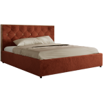 Łóżko tapicerowane LARINO CLASSIC 180x200 - materac multipocket - pomarańczowy, plusz