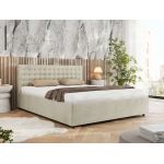 Łóżko tapicerowane PAVO CLASSIC 160x200 - materac piankowy - beżowy, welwet