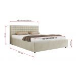Łóżko tapicerowane PAVO CLASSIC 160x200 - materac piankowy - beżowy, welwet