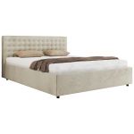 Łóżko tapicerowane PAVO CLASSIC 200x200 - materac piankowy - beżowy, welwet