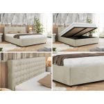 Łóżko tapicerowane PAVO CLASSIC 140x200 - materac multipocket - beżowy, welwet