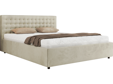 Łóżko tapicerowane PAVO CLASSIC 180x200 - materac multipocket - beżowy, welwet