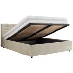 Łóżko tapicerowane PAVO CLASSIC 180x200 - materac multipocket - beżowy, welwet