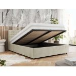 Łóżko tapicerowane PAVO CLASSIC 200x200 - materac multipocket - beżowy, welwet