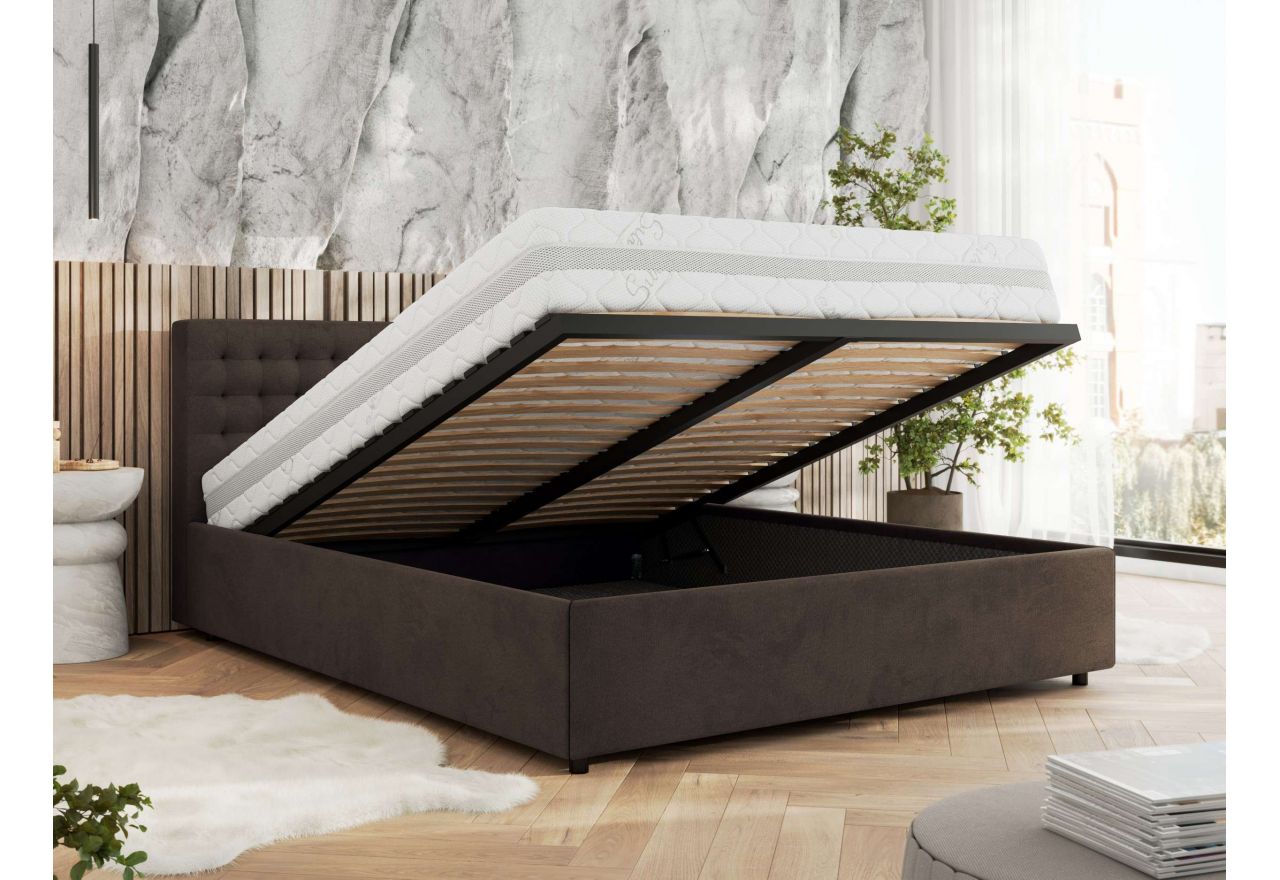 Łóżko tapicerowane PAVO CLASSIC 180x200 - brązowy, welwet