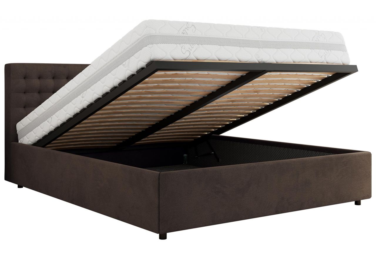 Łóżko tapicerowane PAVO CLASSIC 180x200 - brązowy, welwet