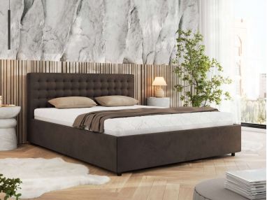 Łóżko tapicerowane PAVO CLASSIC 200x200 - brązowy, welwet