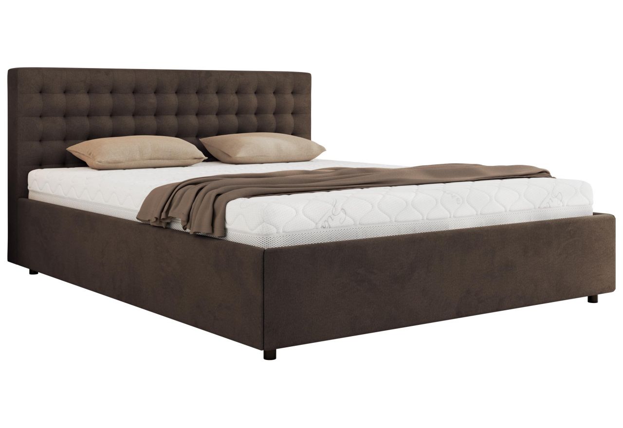 Łóżko tapicerowane PAVO CLASSIC 200x200 - brązowy, welwet