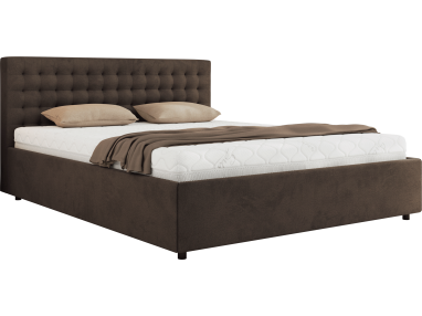 Łóżko tapicerowane PAVO CLASSIC 200x200 - materac pocket - brązowy, welwet