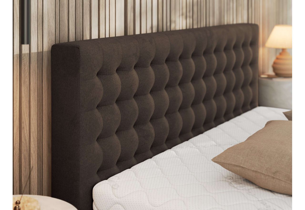 Łóżko tapicerowane PAVO CLASSIC 200x200 - materac pocket - brązowy, welwet