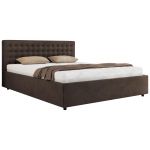 Łóżko tapicerowane PAVO CLASSIC 200x200 - materac multipocket - brązowy, welwet