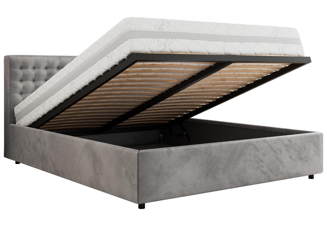 Łóżko tapicerowane PAVO CLASSIC 180x200 - jasnoszary, welwet