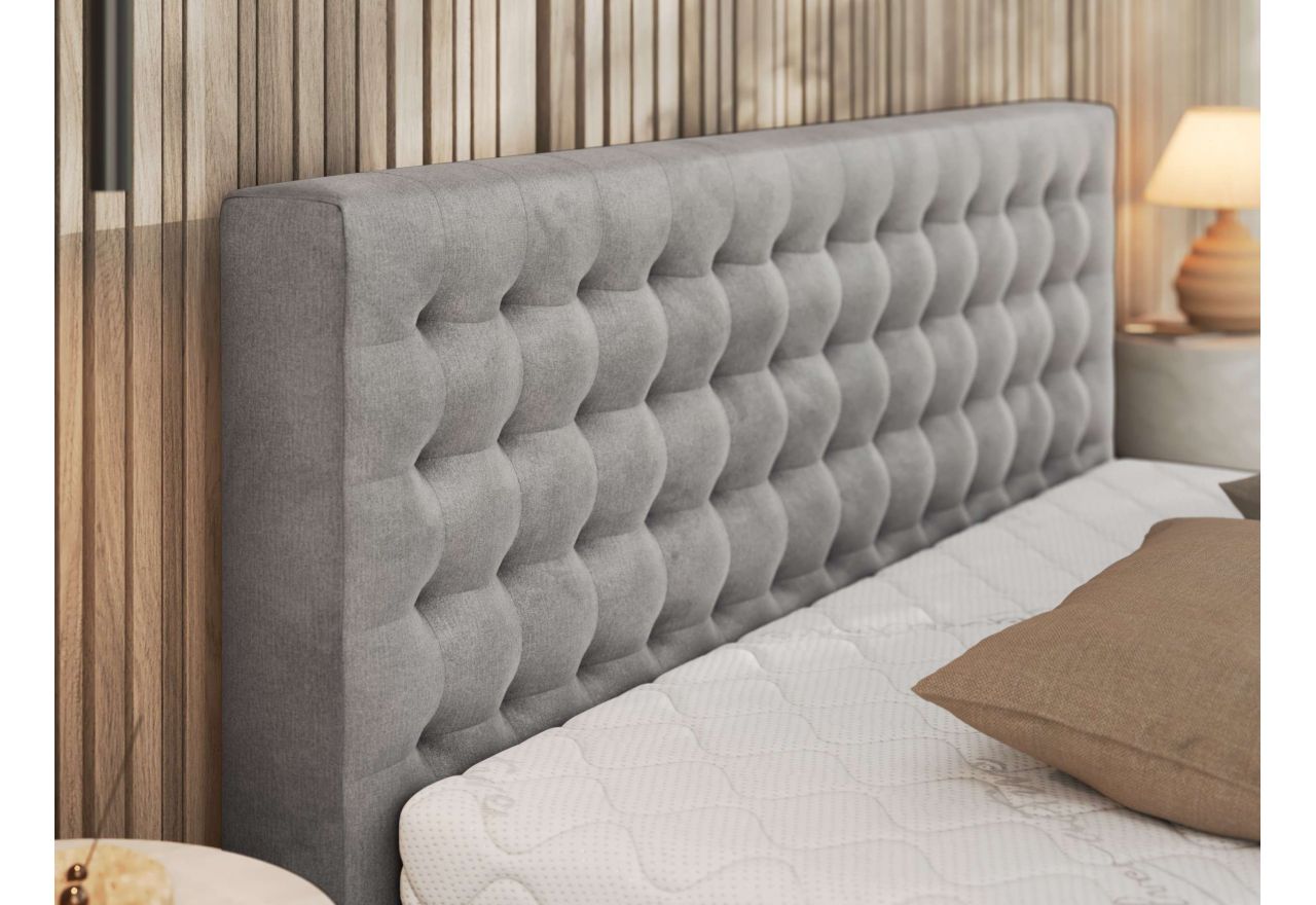 Łóżko tapicerowane PAVO CLASSIC 180x200 - materac piankowy - jasnoszary, welwet