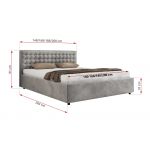 Łóżko tapicerowane PAVO CLASSIC 200x200 - materac piankowy - jasnoszary, welwet