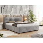 Łóżko tapicerowane PAVO CLASSIC 160x200 - materac pocket - jasnoszary, welwet