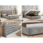 Łóżko tapicerowane PAVO CLASSIC 160x200 - materac pocket - jasnoszary, welwet