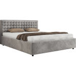 Łóżko tapicerowane PAVO CLASSIC 180x200 - materac pocket - jasnoszary, welwet