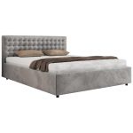 Łóżko tapicerowane PAVO CLASSIC 180x200 - materac pocket - jasnoszary, welwet