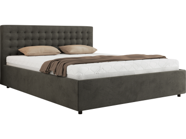 Łóżko tapicerowane PAVO CLASSIC 140x200 - materac piankowy - ciemnoszary, welwet