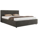 Łóżko tapicerowane PAVO CLASSIC 200x200 - materac pocket - ciemnoszary, welwet