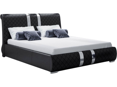 Nowoczesne i wygodne łóżko z ozdobną listwą i możliwością wyboru tkaniny - NICOL / Madryt 9100