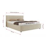 Łóżko tapicerowane PAVO CLASSIC 200x200 - kremowy, struktura