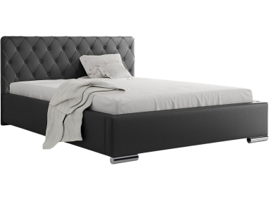 Modne dwuosobowe łóżko tapicerowane z pikowanym wezgłowiem i opcją wyboru tkaniny - TARMA / Madryt 9100