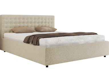 Łóżko tapicerowane PAVO CLASSIC 140x200 - materac pocket - kremowy, struktura