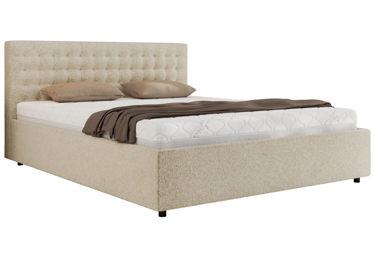 Łóżko tapicerowane PAVO CLASSIC 140x200 - materac pocket - kremowy, struktura