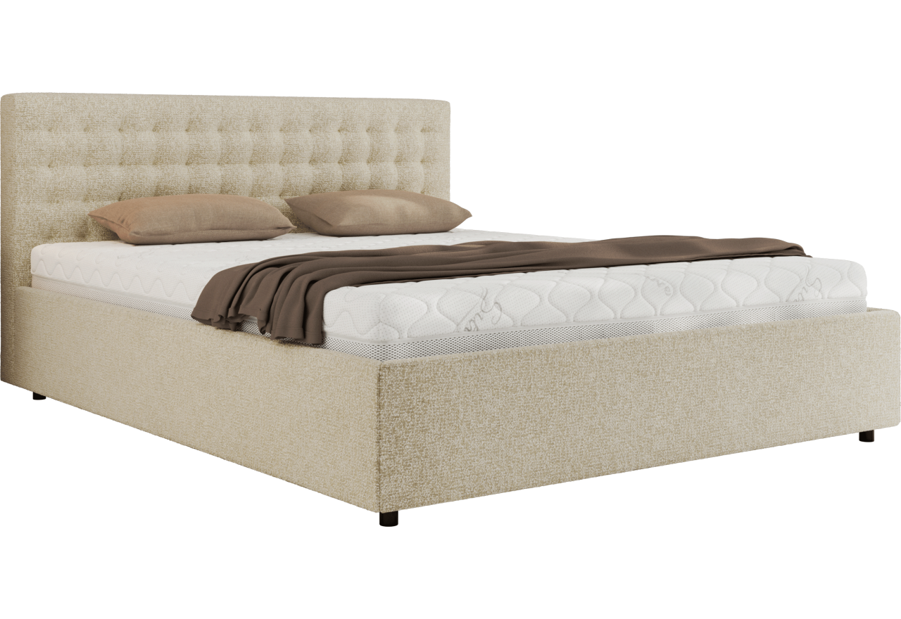 Łóżko tapicerowane PAVO CLASSIC 180x200 - materac pocket - kremowy, struktura