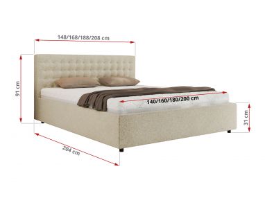 Łóżko tapicerowane PAVO CLASSIC 180x200 - materac pocket - kremowy, struktura