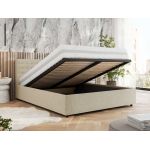 Łóżko tapicerowane PAVO CLASSIC 200x200 - materac multipocket - kremowy, struktura