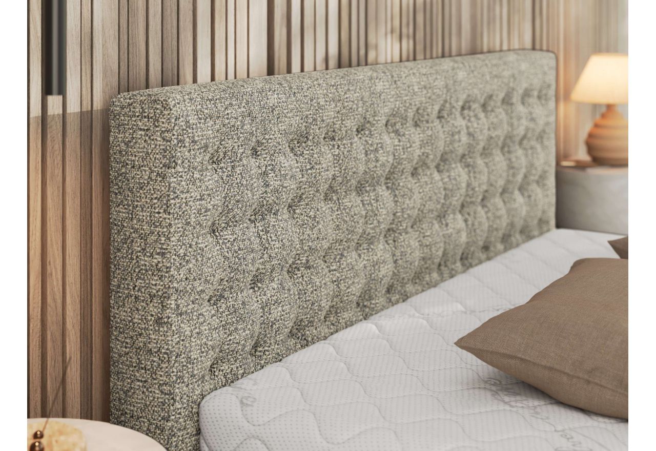 Łóżko tapicerowane PAVO CLASSIC 200x200 - materac pocket - beżowy, struktura