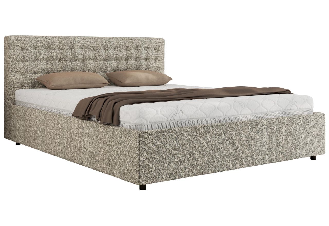 Łóżko tapicerowane PAVO CLASSIC 160x200 - materac multipocket - beżowy, struktura