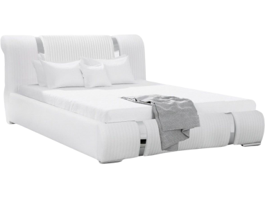 Nowoczesne łóżko tapicerowane z ozdobnymi listwami i możliwością wyboru tkaniny - VALENTINA / Madryt 920