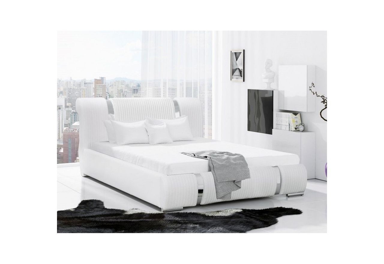infinite Governable Better Nowoczesne łóżko tapicerowane z ozdobnymi listwami i możliwością wyboru  tkaniny - VALENTINA / Madryt 920 - sklep MKS Meble