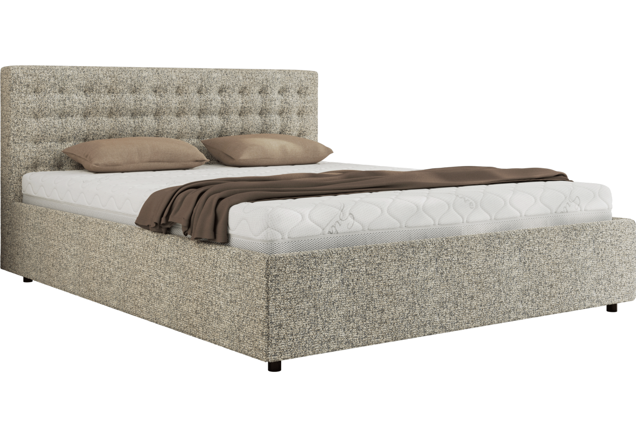 Łóżko tapicerowane PAVO CLASSIC 200x200 - materac multipocket - beżowy, struktura