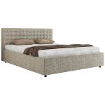 Łóżko tapicerowane PAVO CLASSIC 200x200 - materac multipocket - beżowy, struktura