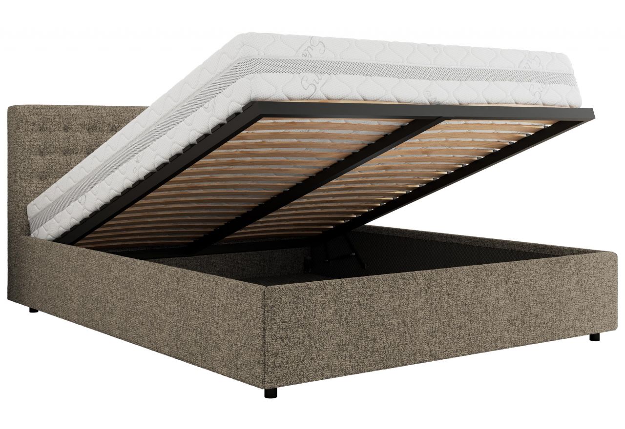 Łóżko tapicerowane PAVO CLASSIC 140x200 - materac piankowy - szary, struktura